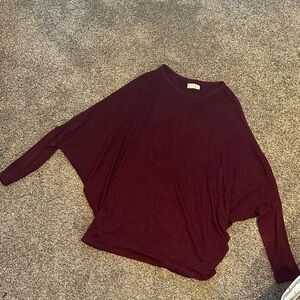 Women’s Burgundy Batwing Long Sleeve Top